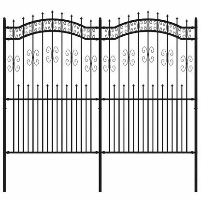 Garden Fence KAMPEN with Spear Top Black 240x175cm Steel