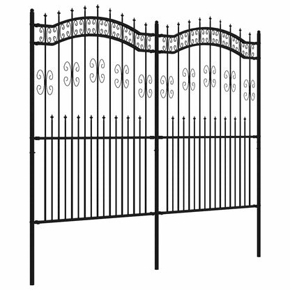 Garden Fence KAMPEN with Spear Top Black 240x175cm Steel