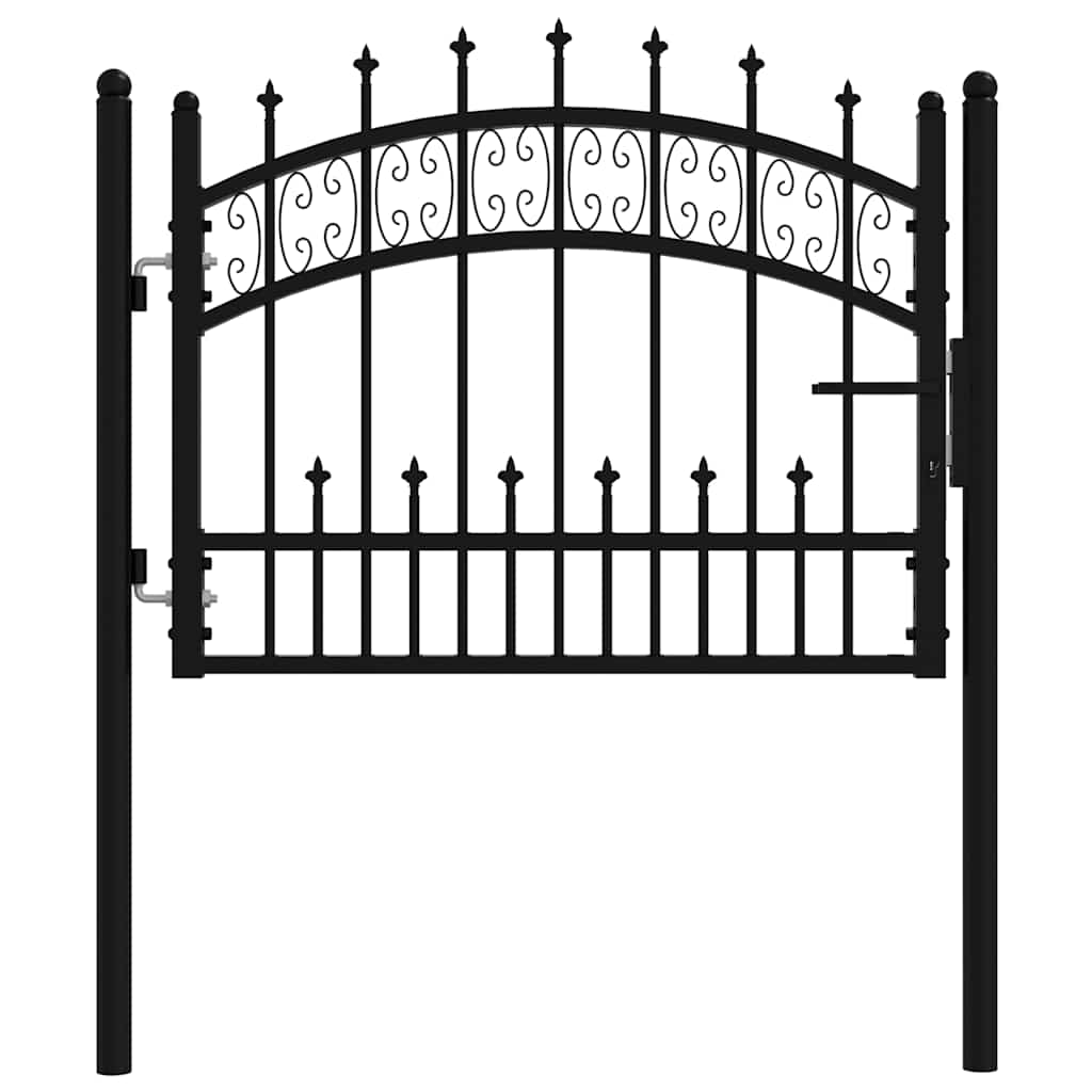 Fence Gate KAMPEN with Spear Top Black 103x75 cm Steel