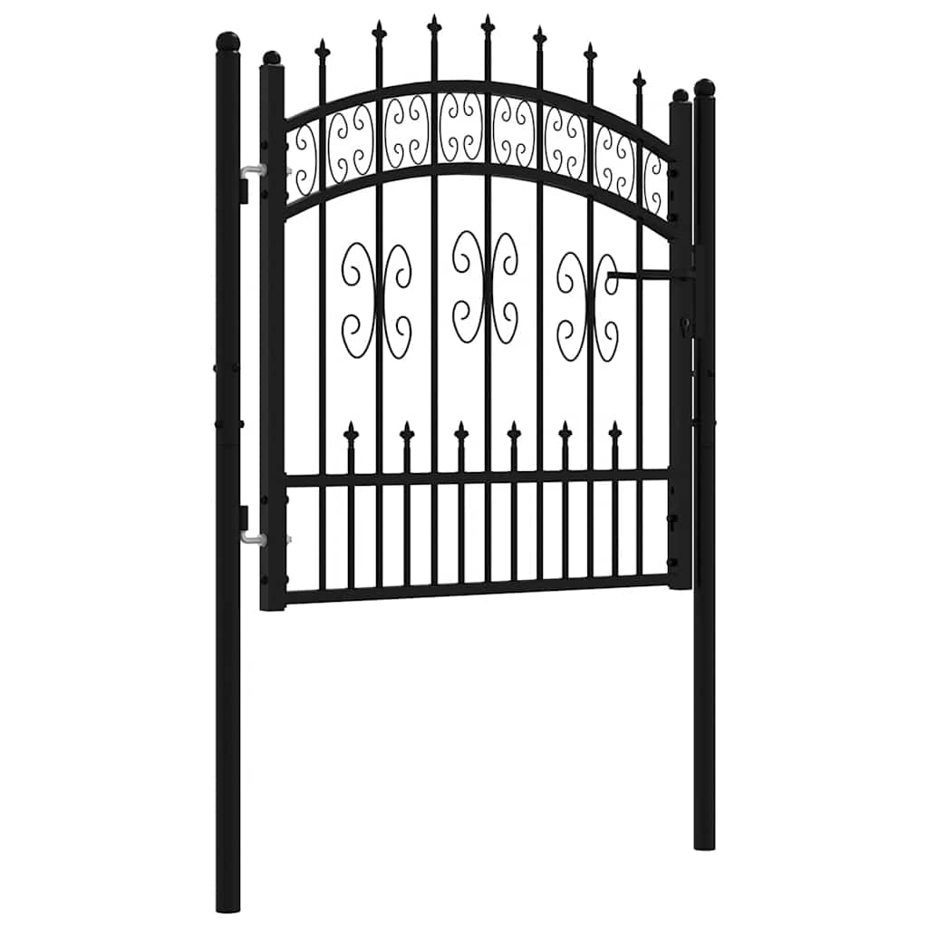 Fence Gate Kampen with Spear Top Black 103x100 cm Steel