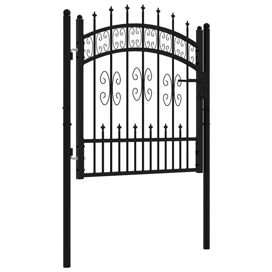 Fence Gate "KAMPEN" with Spear Top Black 103x100 cm Steel