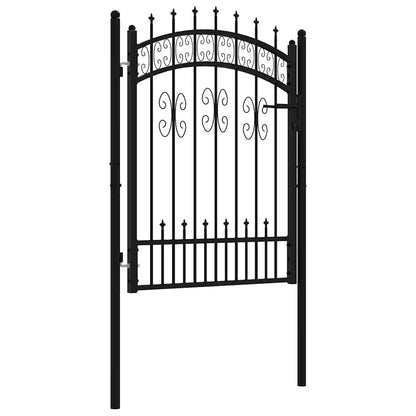 Fence Gate KAMPEN with Spear Top Black 103x125 cm Steel