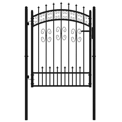 Fence Gate KAMPEN with Spear Top Black 103x125 cm Steel