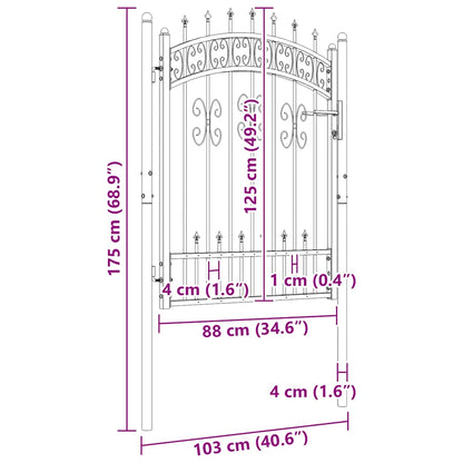 Fence Gate KAMPEN with Spear Top Black 103x125 cm Steel