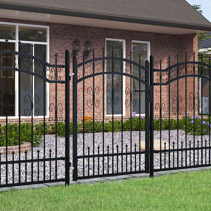 Fence Gate KAMPEN with Spear Top Black 103x125 cm Steel