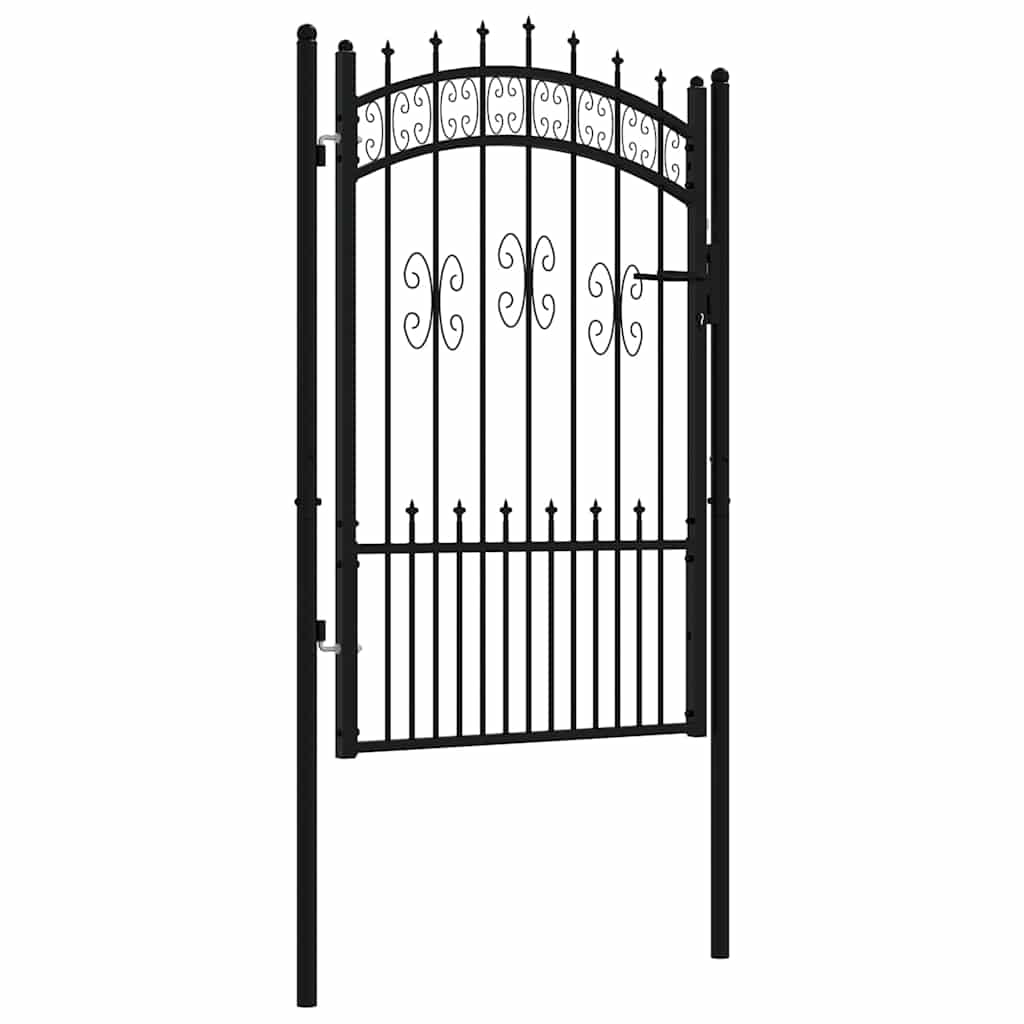 Fence Gate KAMPEN with Spear Top Black 103x150 cm Steel