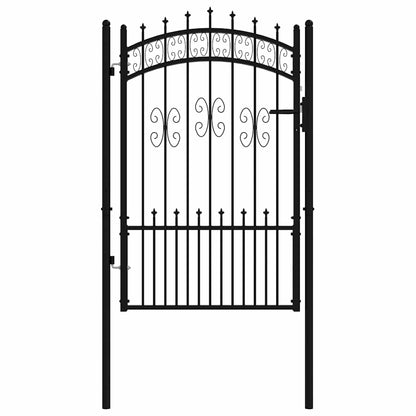 Fence Gate KAMPEN with Spear Top Black 103x150 cm Steel
