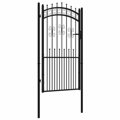 Fence Gate "KAMPEN" with Spear Top Black 103x175 cm Steel
