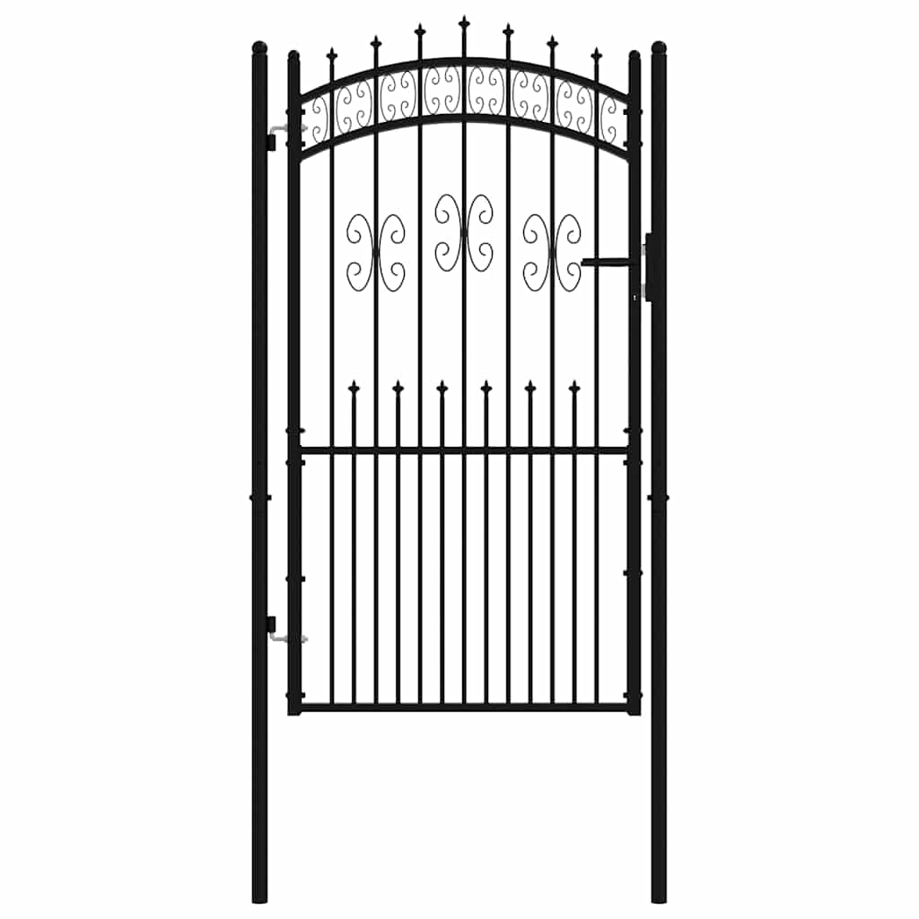 Fence Gate "KAMPEN" with Spear Top Black 103x175 cm Steel