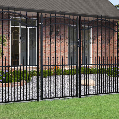 Fence Gate "KAMPEN" with Spear Top Black 103x175 cm Steel