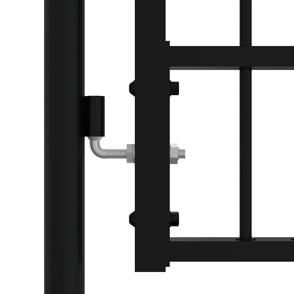 Fence Gate KAMPEN with Spear Top Black 302x125 cm Steel