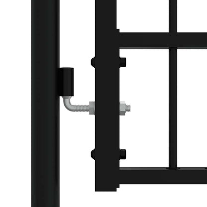 Fence Gate KAMPEN with Spear Top Black 302x125 cm Steel