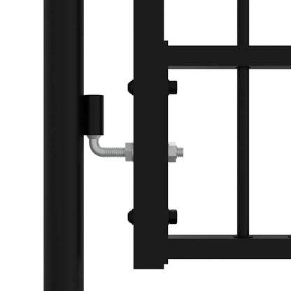 Fence Gate KAMPEN with Spear Top Black 302x150 cm Steel