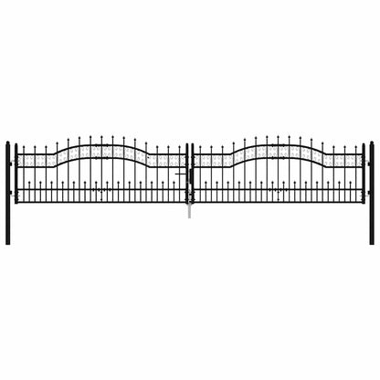Fence Gate KAMPEN with Spear Top Black 394.5x78 cm Steel