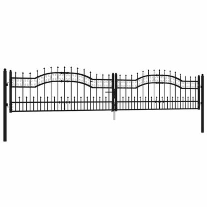 Fence Gate KAMPEN with Spear Top Black 394.5x78 cm Steel