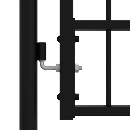 Fence Gate KAMPEN with Spear Top Black 394.5x78 cm Steel