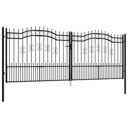 Fence Gate "KAMPEN" with Spear Top Black 394,5x150 cm Steel