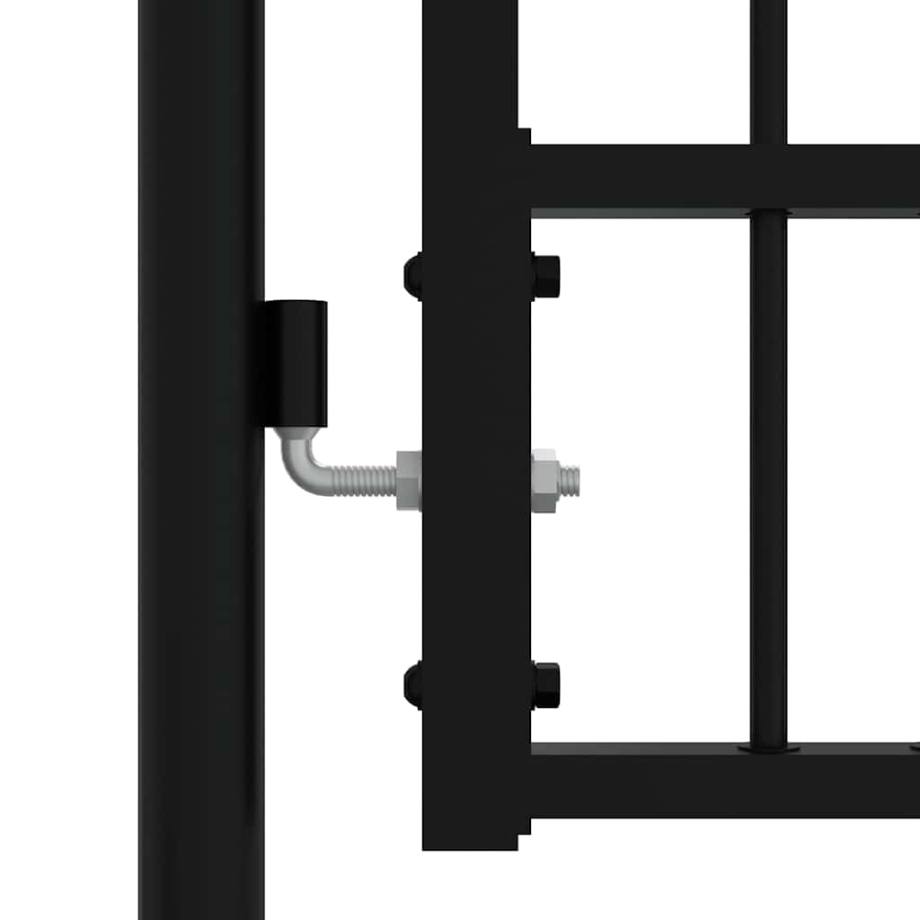 Fence Gate "KAMPEN" with Spear Top Black 394,5x150 cm Steel
