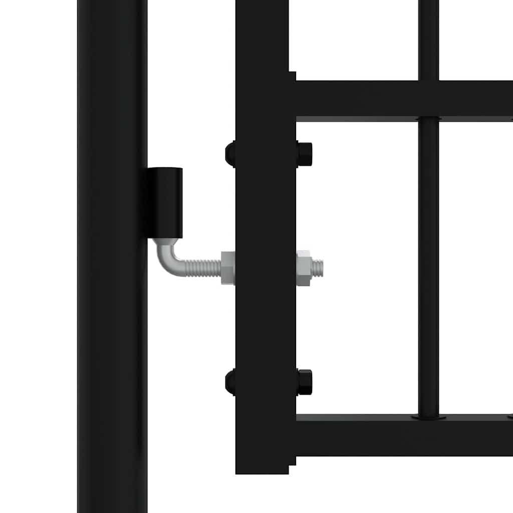 Fence Gate with Spear Top Black 406x175 cm Powder-coated Steel