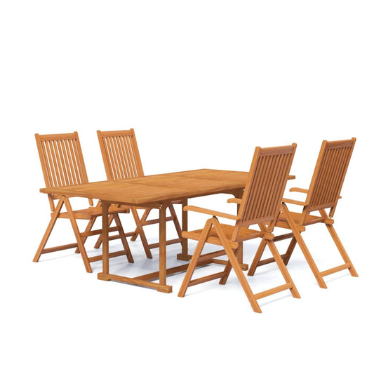 5 Piece Garden Dining Set Solid Wood Acacia 150-200 cm