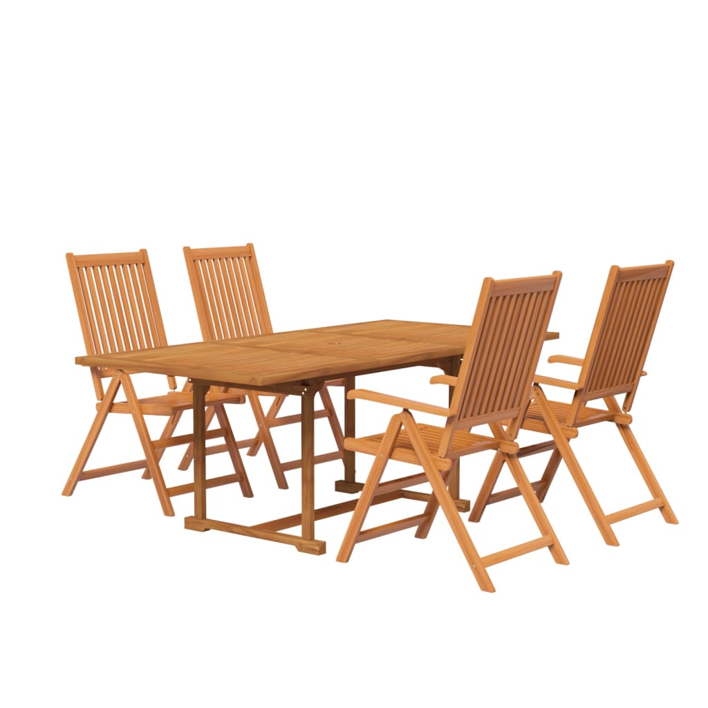 5 Piece Garden Dining Set Solid Wood Acacia 150-200 cm