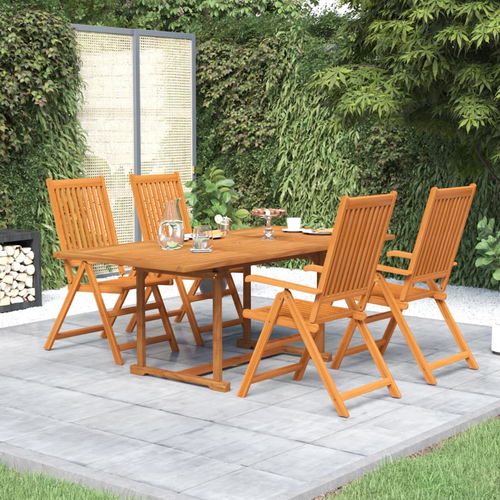 5 Piece Garden Dining Set Solid Wood Acacia 150-200 cm