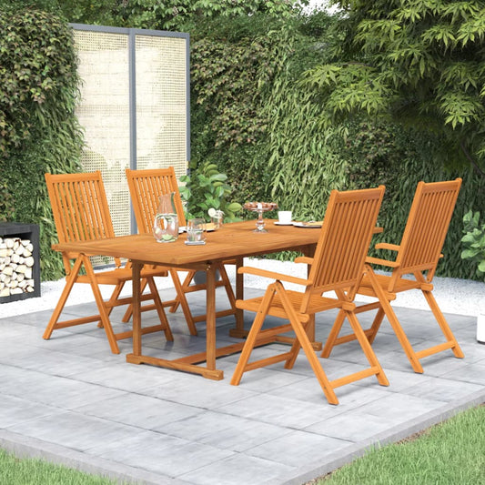 5 Piece Garden Dining Set Solid Wood Acacia 150-200 cm