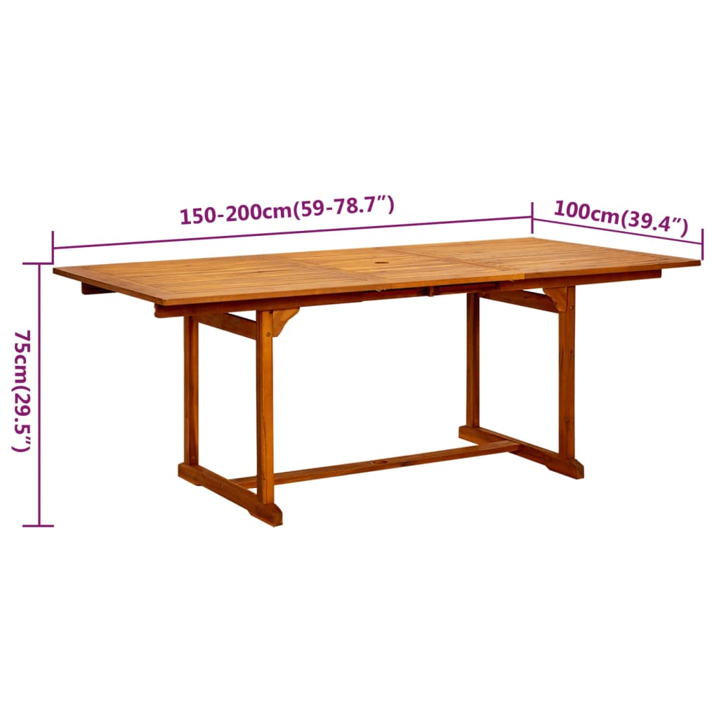 Garden Dining Set | Natural wood | Solid acacia wood | Medium | Foldable