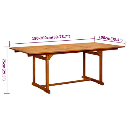 7 Piece Garden Dining Set Solid Wood Acacia 150-200 cm