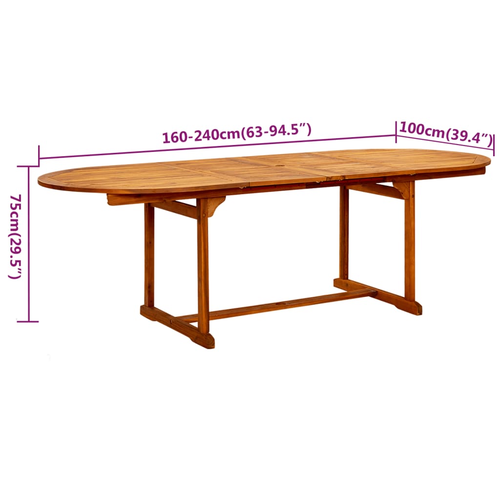 7 Piece Garden Dining Set Solid Wood Acacia 160-240 cm