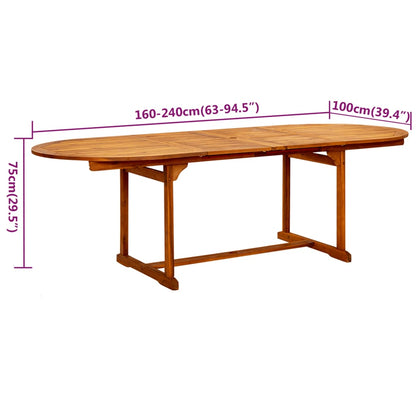 7 Piece Garden Dining Set Solid Wood Acacia 160-240 cm