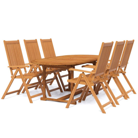 Garden Dining Set | Brown | Solid Acacia Wood | Medium | Extendable