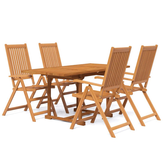 5 Piece Garden Dining Set Solid Wood Acacia 120-170 cm