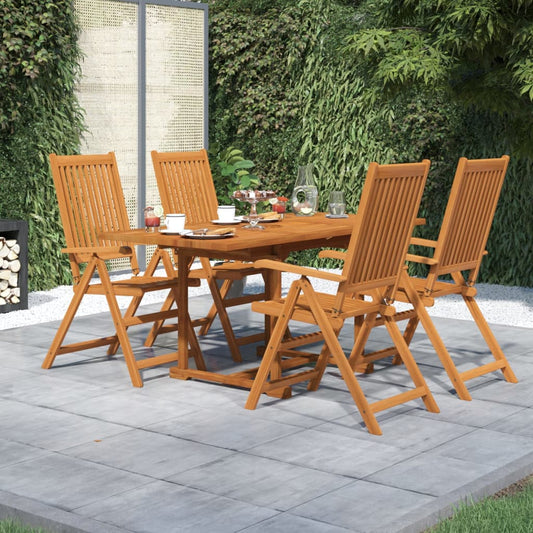 5 Piece Garden Dining Set Solid Wood Acacia 120-170 cm
