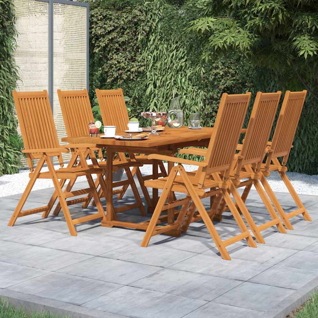 7 Piece Garden Dining Set Solid Wood Acacia 120-170 cm