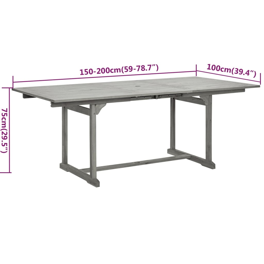 Garden Dining Set | Grey | Solid Acacia wood | Extendable |  Extendable