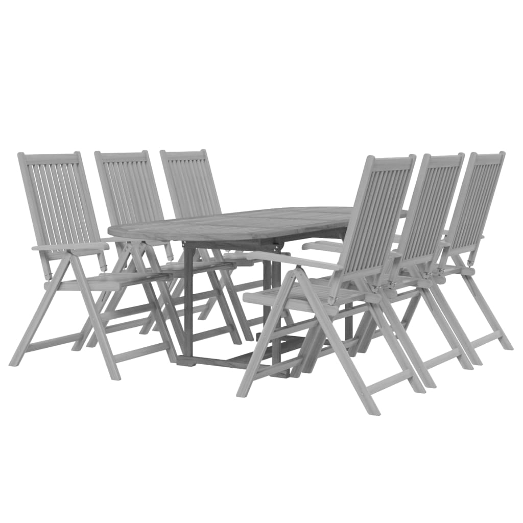 Garden Dining Set | Grey | Solid acacia wood | Standard | Extendable