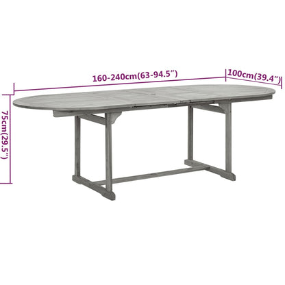 Garden Dining Set | Grey | Solid acacia wood | Standard | Extendable