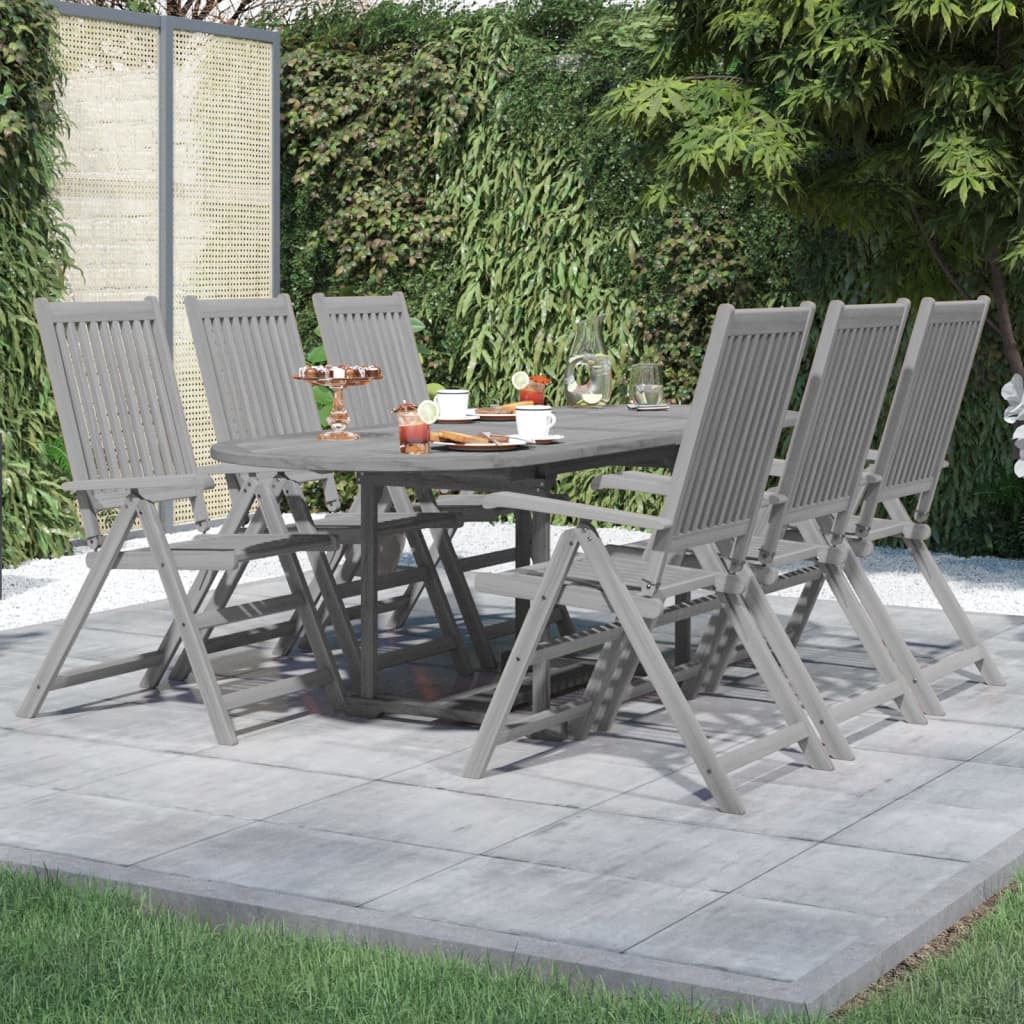 Garden Dining Set | Grey | Solid acacia wood | Standard | Extendable