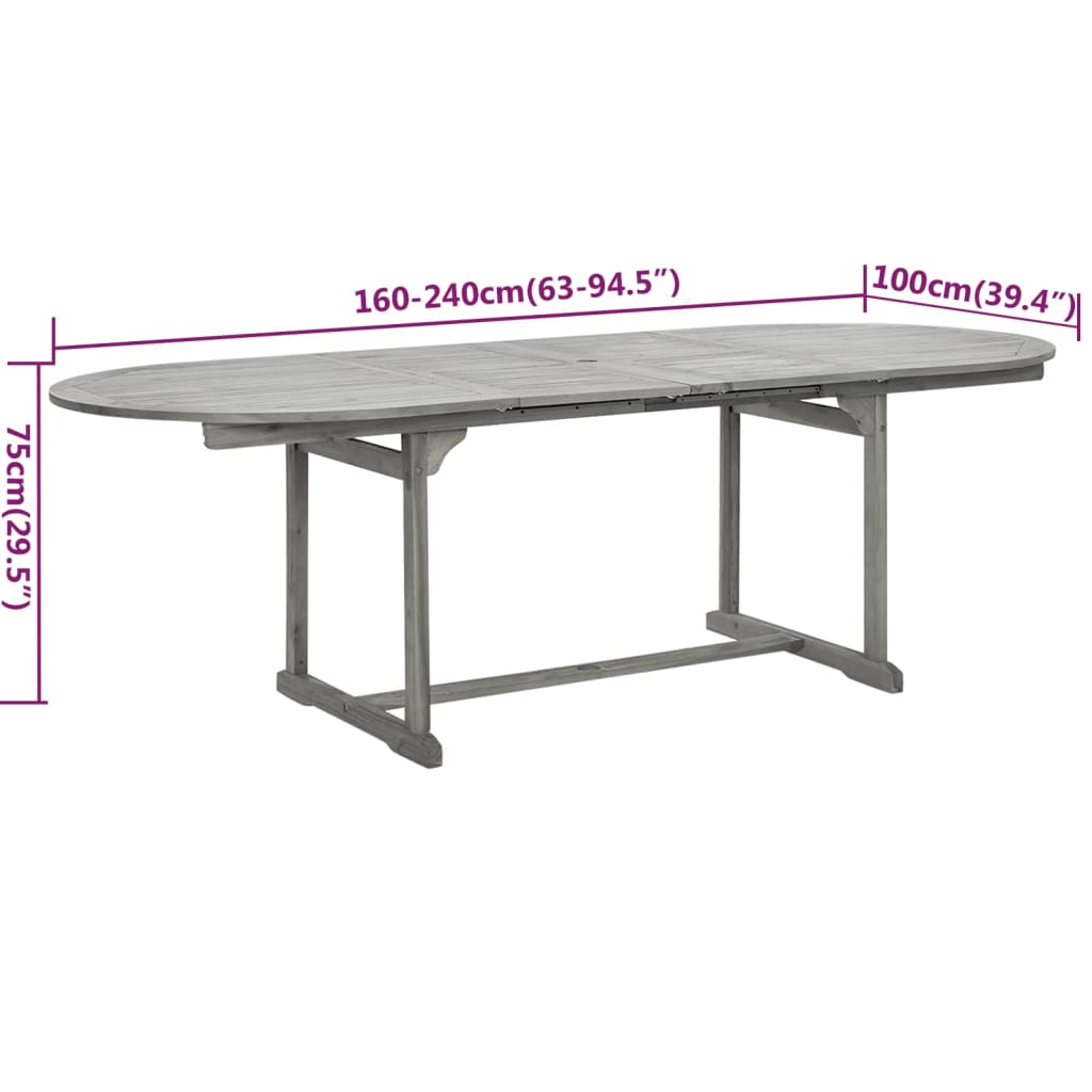 Garden Dining Set | Grey | Solid Acacia wood with grey wash finish