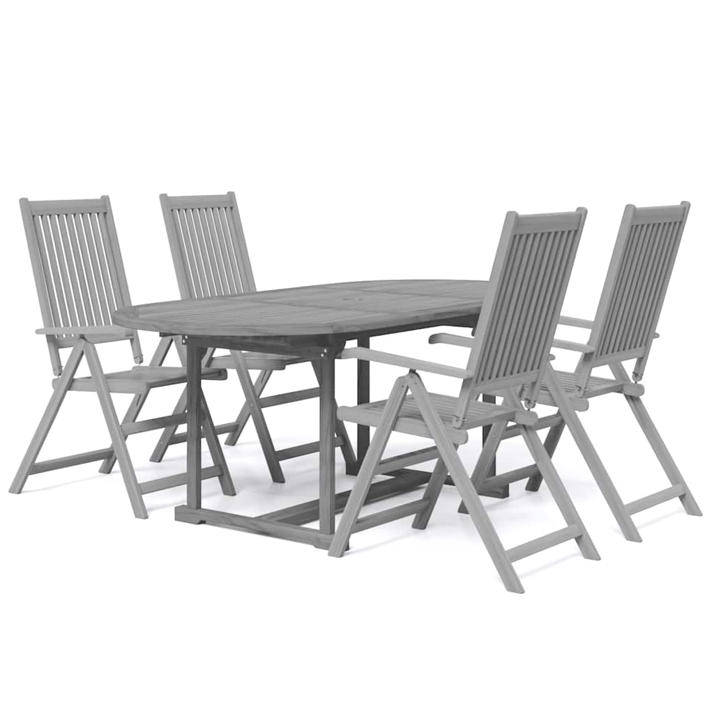 Garden Dining Set | Grey | Solid acacia wood | Medium | Extendable