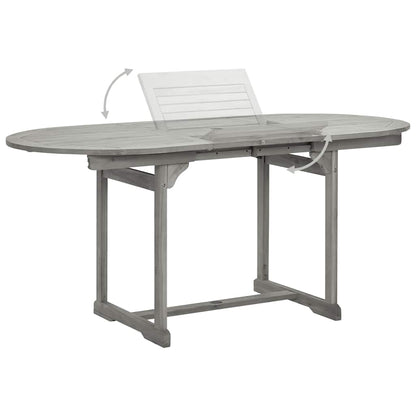 Garden Dining Set | Grey | Solid acacia wood | Medium | Extendable