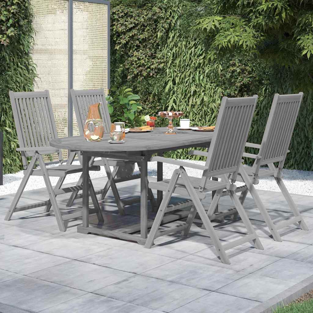 Garden Dining Set | Grey | Solid acacia wood | Medium | Extendable