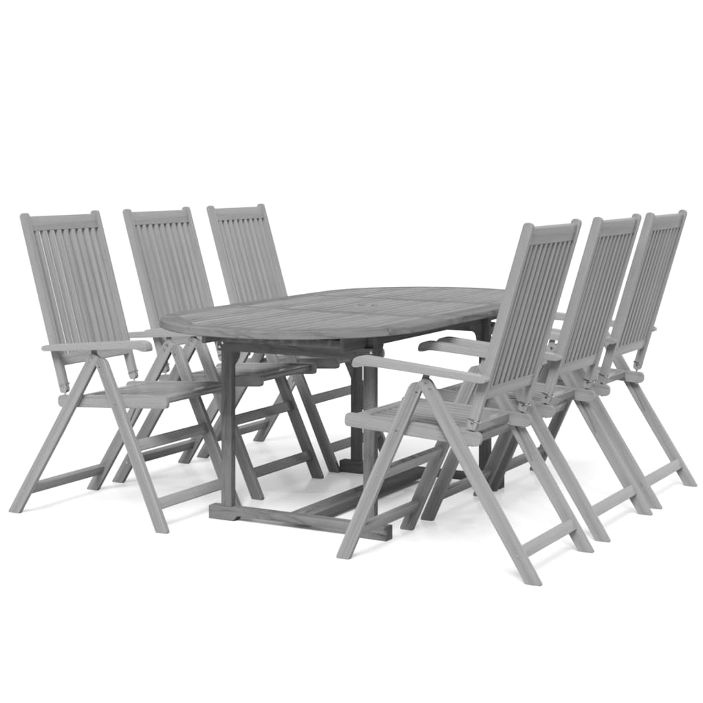 Garden Dining Set | Grey | Solid acacia wood | Large |  Foldable