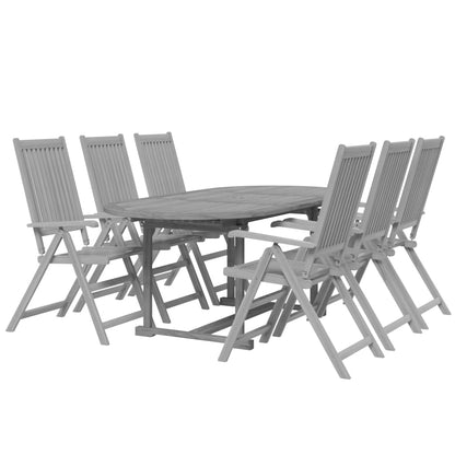 Garden Dining Set | Grey | Solid acacia wood | Large |  Foldable