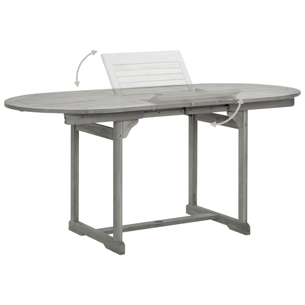 Garden Dining Set | Grey | Solid acacia wood | Large |  Foldable