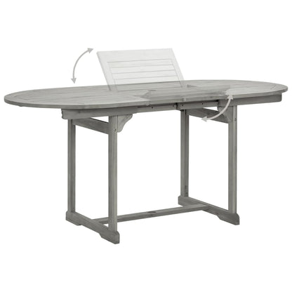 Garden Dining Set | Grey | Solid acacia wood | Large |  Foldable