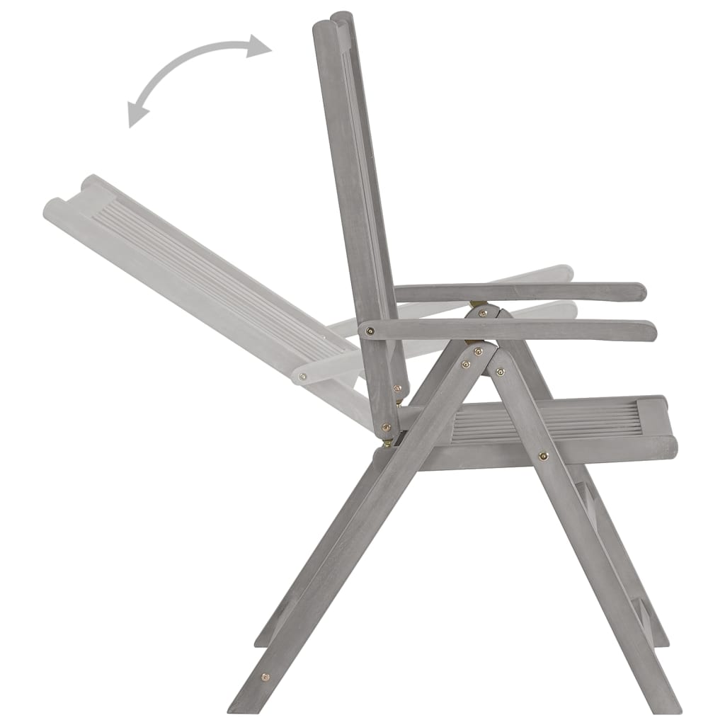 Garden Dining Set | Grey | Solid acacia wood | Large |  Foldable