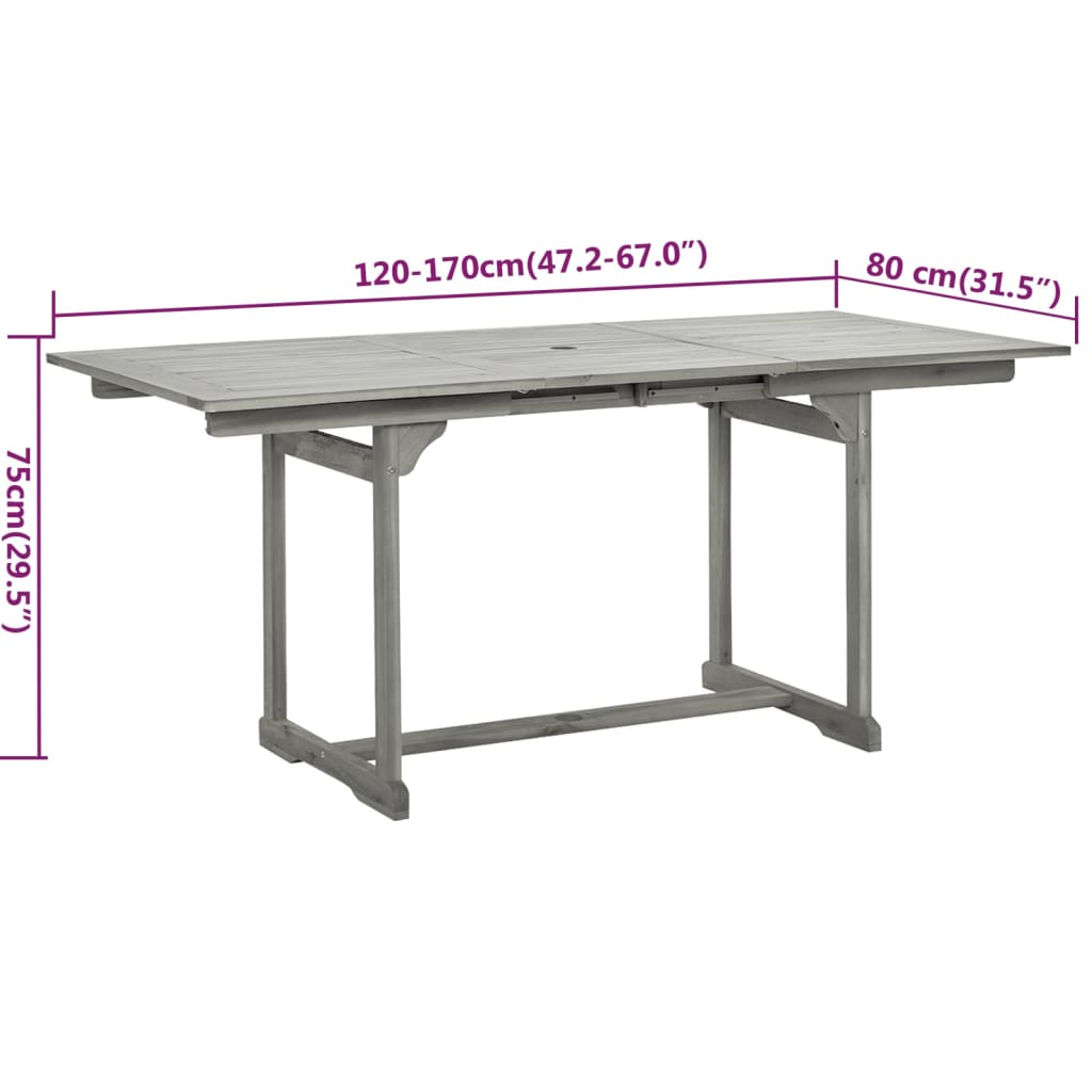 Garden Dining Set | Grey | Solid acacia wood | Large |  Foldable