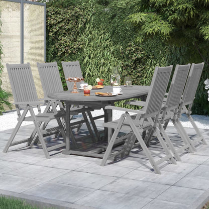 Garden Dining Set | Grey | Solid acacia wood | Large |  Foldable